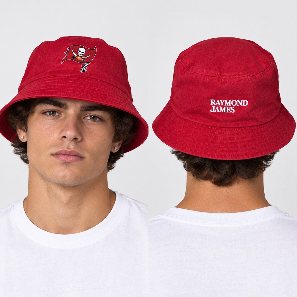 Y2K style bucket hat Tampa bay buccaneers NFL Buc logo red Raymond James stadium